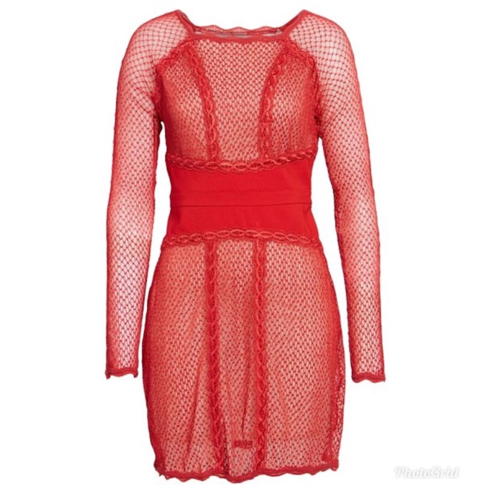 Free People Lace & Mesh Body-Con Dress Size Medium